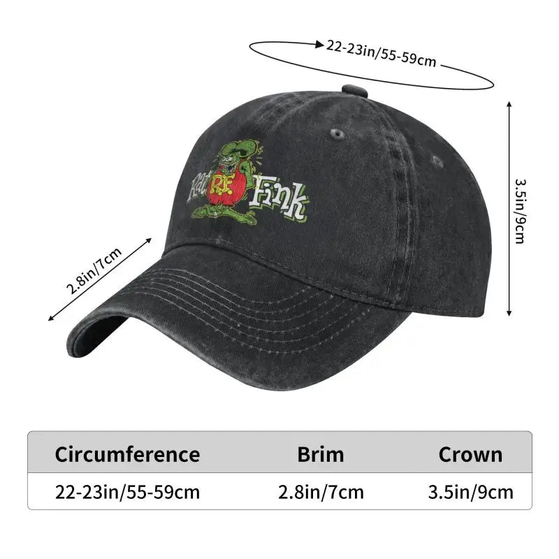 Custom Cotton Anime Cartoon Rat Fink Baseball Cap Outdoor Men Women's Adjustable Dad Hat Summer