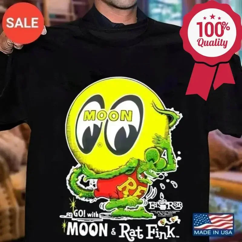 Mooneyes Go With Moon T Shirt Rat Fink Eyeball Cotton S 5Xl