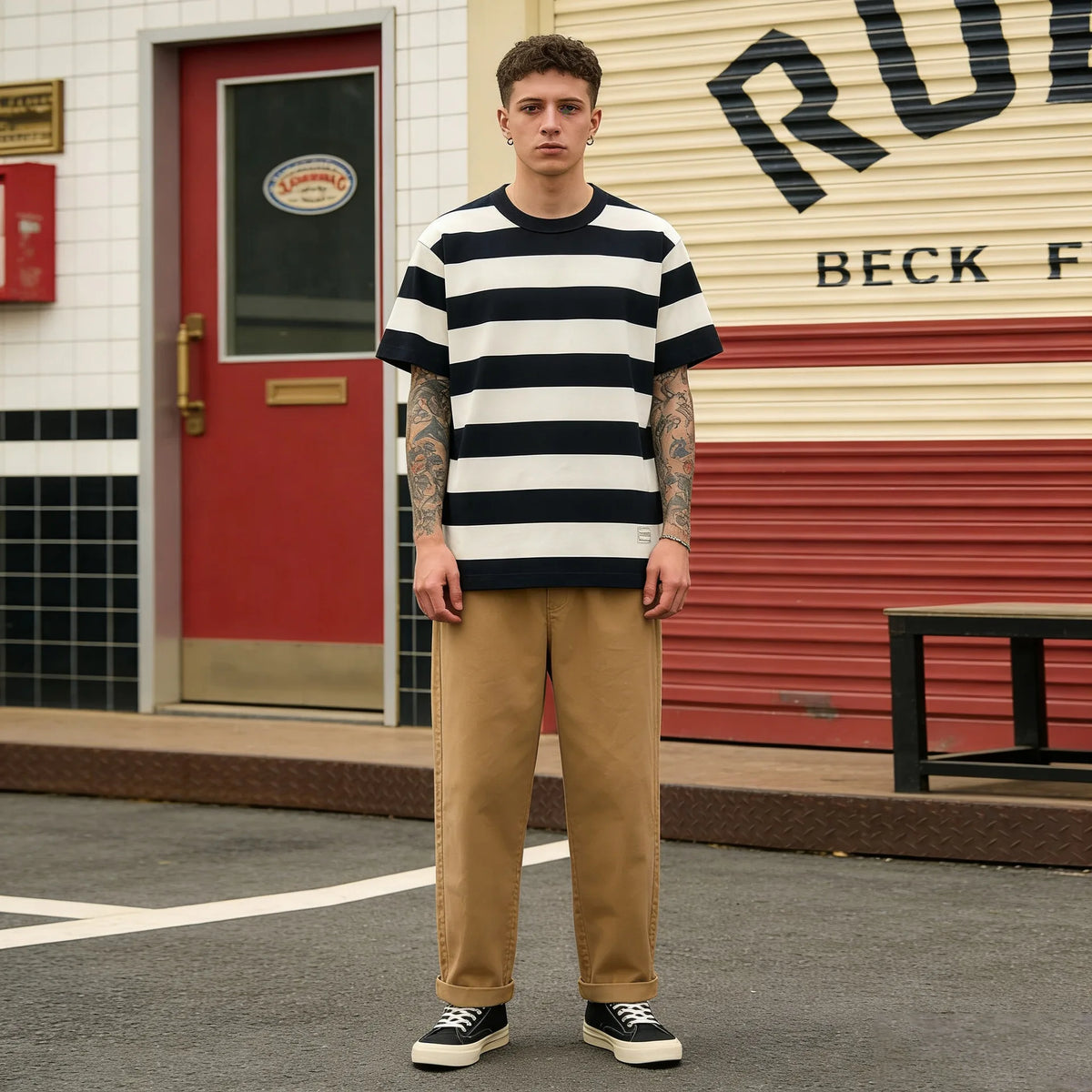 Khaki Prisoner Stripe T-shirt