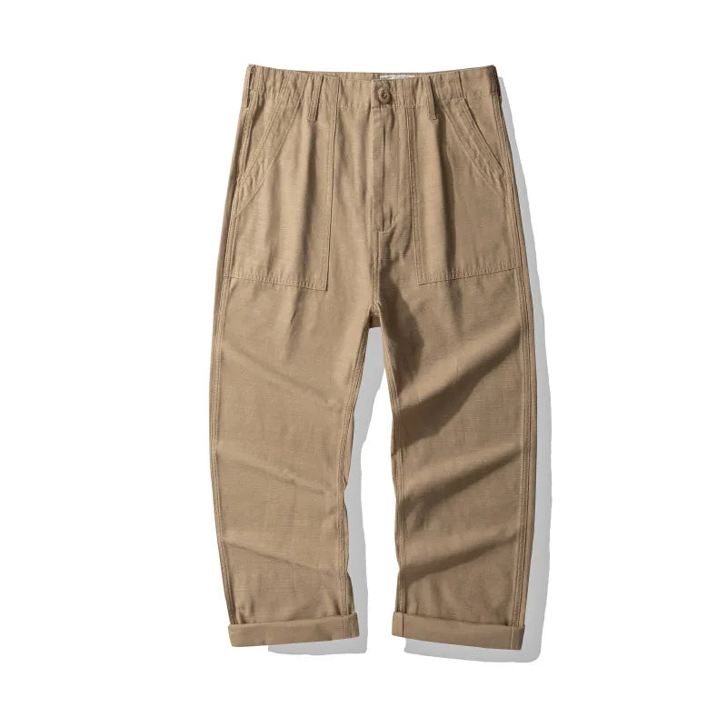 American Vintage OG-107 Trousers for Men 100% Cotton Washed Sateen Heavyweight Workwear Cargo Pants "Bread Loaf" Fatigue Pants