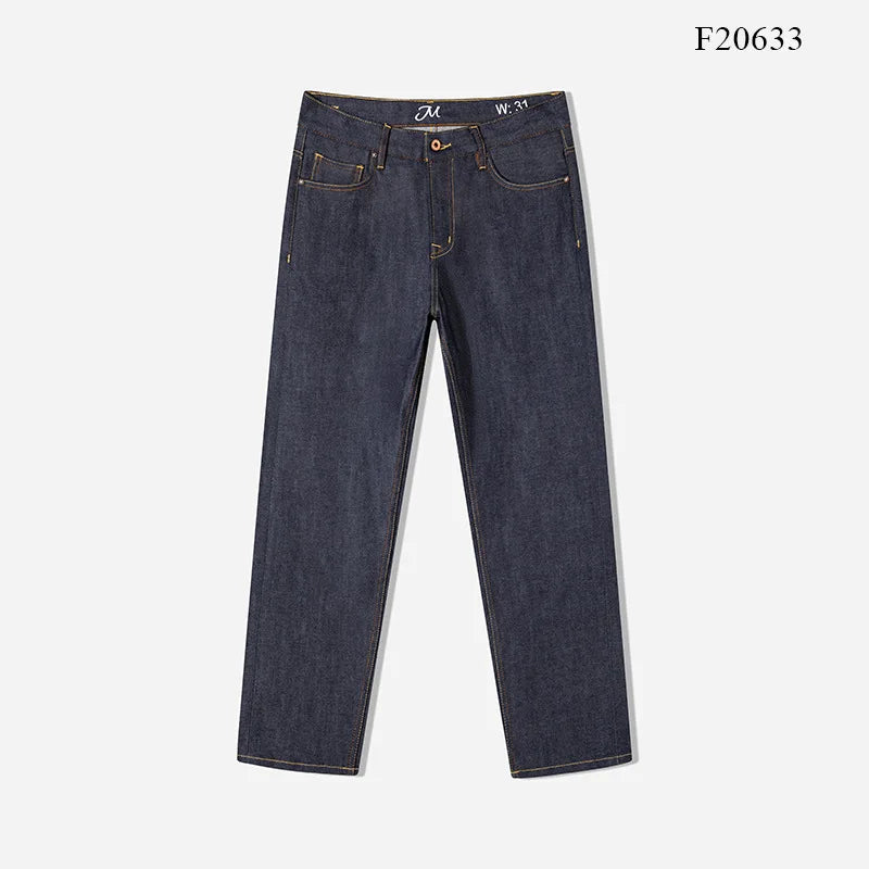 Amekaji Japanese Retro Selvedge Raw Denim Jeans for Fading 13oz 100% Cotton Printed Regular Tapered Fit Straight Pants for Men
