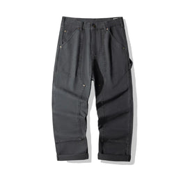 100% Cotton 12oz Vintage Men's 01 Lumberjack Work Pants - Amekaji Wabash Striped Denim Overalls / Canvas Work Trousers OKONKWO