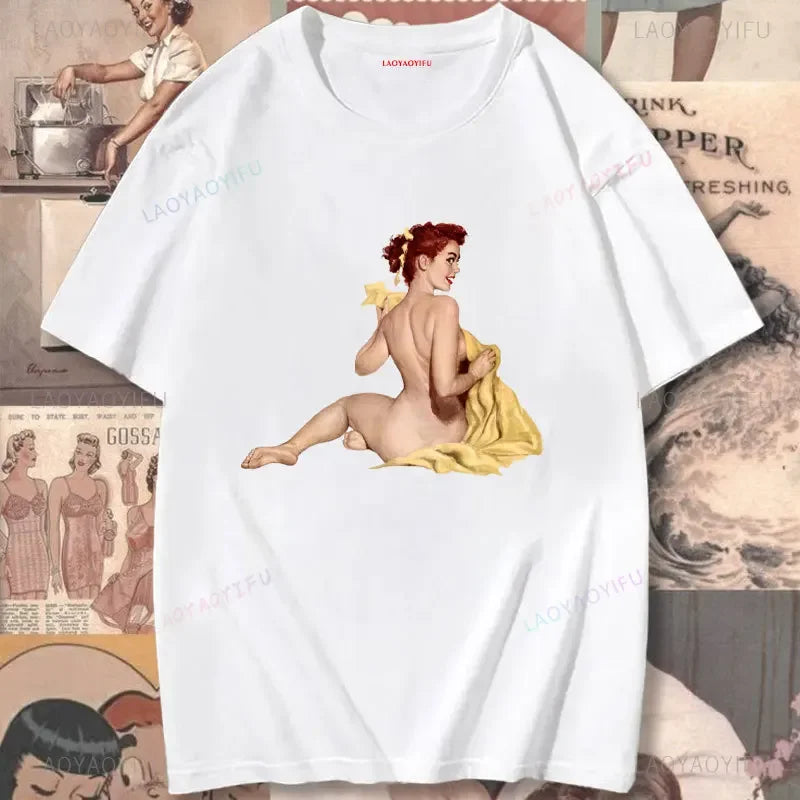 Rockabilly Vintage Rock Roll Music Sock Hop Women Printed T Shirt Pin Up Girl Model Girls Tees Kawaii Tops Tshirt Cotton Hipster