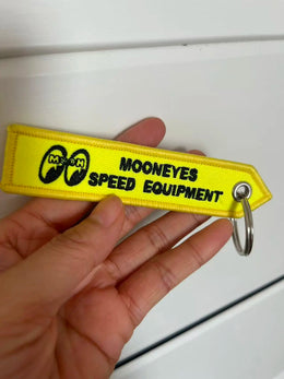 Fabric Motor Motorcycle Keychain Moon Mooneyes Rat Fink Ratfink Bag Charms Metal Key Chain Ring Keychains for Man