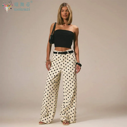 New Women Fashion Polka Dot Jeans Button High Rise Cute Y2k Baggy Straight Wide Leg Boyfriend Denim Long Pants Causal Streetwear