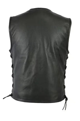Men PU Riding Vest windproof Solid Color zipper up Vest Motorcycle Stand Collar Leather Vest Team Punk