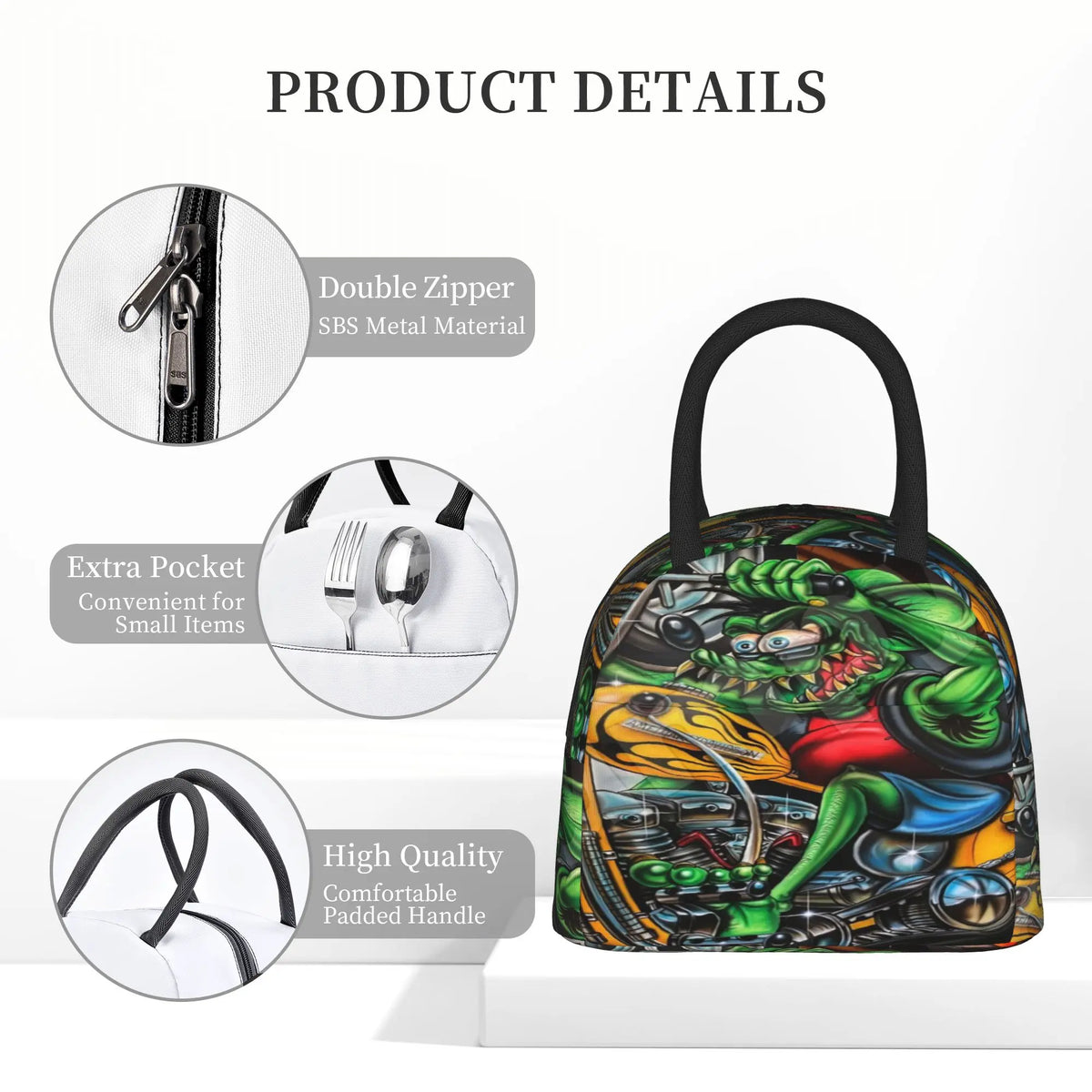 Rat Fink Accessories Insulated Lunch Bag For Outdoor  Food Storage Bag Reusable Thermal Cooler Bento Box