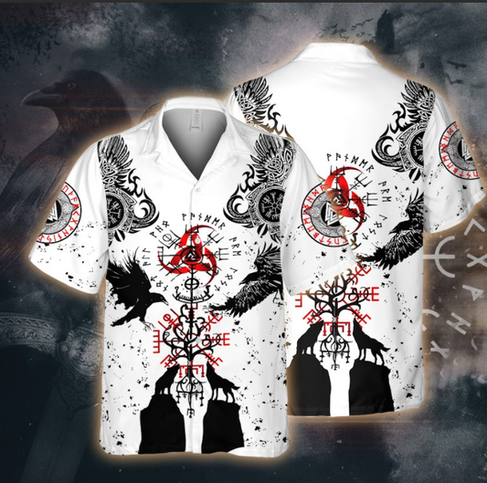 Crow Norse Viking Rune Celtic 3D Printed Men's Shirt