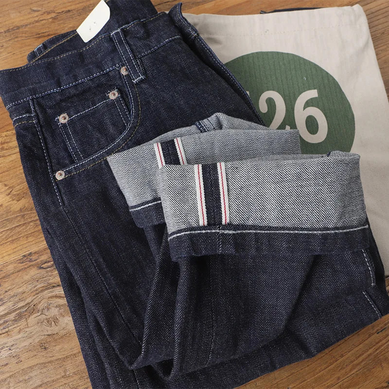 Selvedgejeans herr – mörkblå bomullsdenim