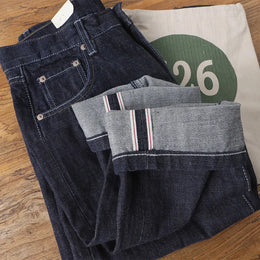 Selvedgejeans herr – mörkblå bomullsdenim