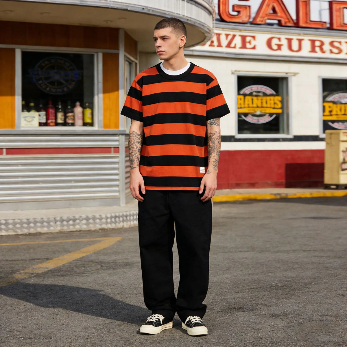 Khaki Prisoner Stripe T-shirt