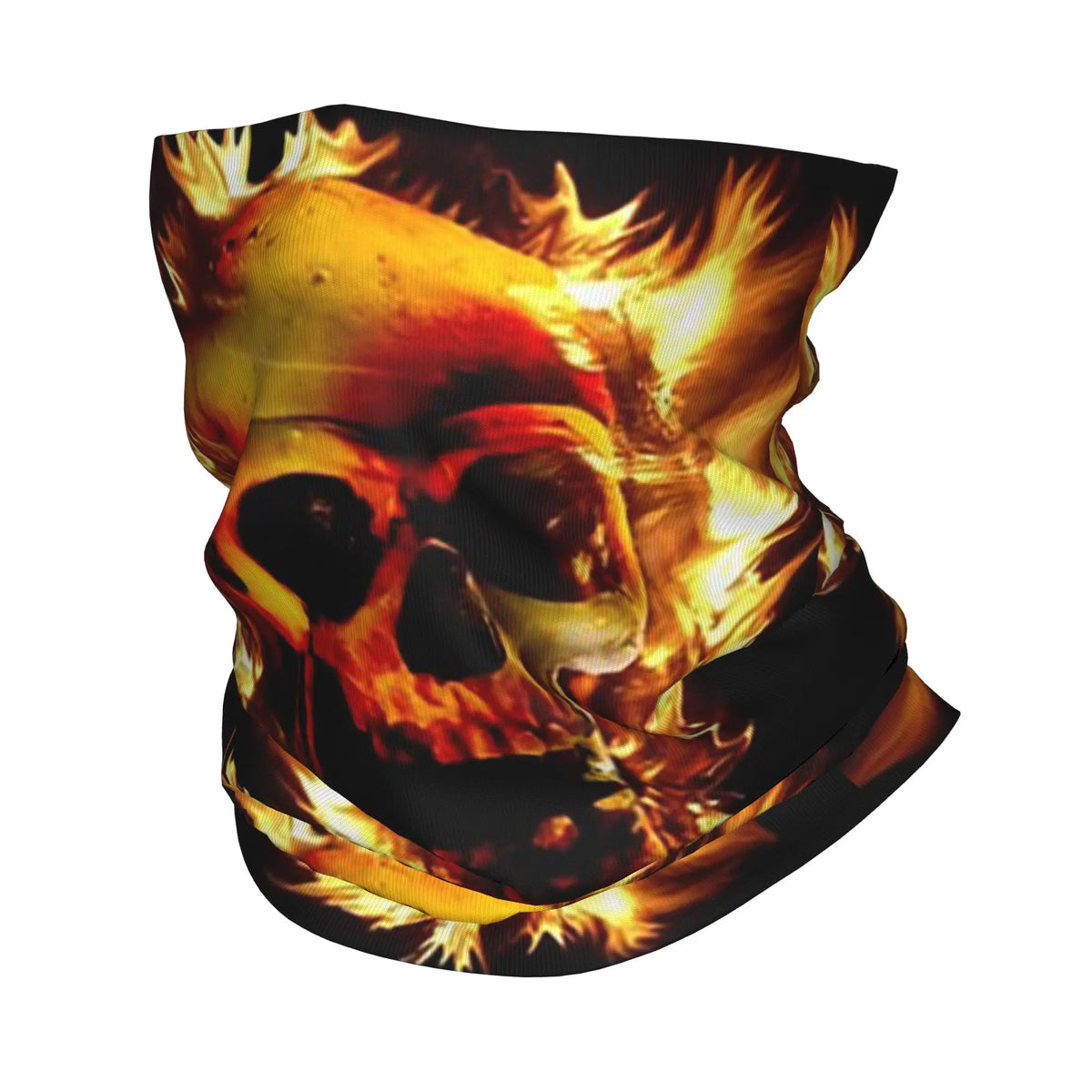 Flaming Fire Skull Bandana Neck Cover Printed Wrap Mask Scarf Headband Hiking Fishing Unisex Adult Winter
