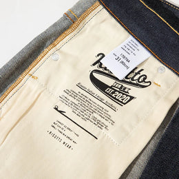 Amekaji Japanese Retro Selvedge Raw Denim Jeans for Fading 13oz 100% Cotton Printed Regular Tapered Fit Straight Pants for Men