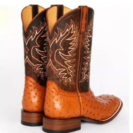 Men High Boots Embroidery Retro Handmade Mens Boots Western Cowboy Boot Pointed Toe Boots Hand Stitching Outdoor Men's Shoes