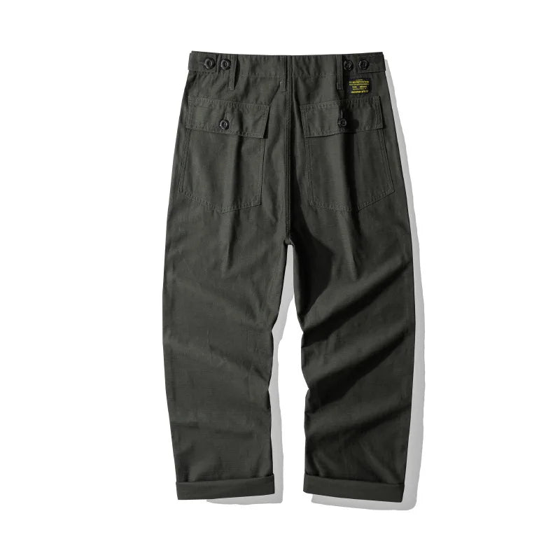 American Vintage OG-107 Trousers for Men 100% Cotton Washed Sateen Heavyweight Workwear Cargo Pants "Bread Loaf" Fatigue Pants