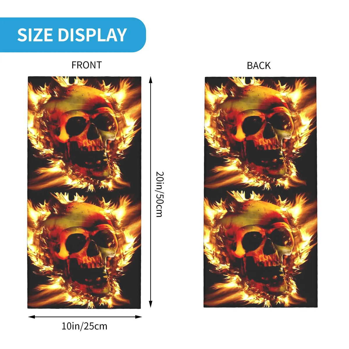 Flaming Fire Skull Bandana Neck Cover Printed Wrap Mask Scarf Headband Hiking Fishing Unisex Adult Winter