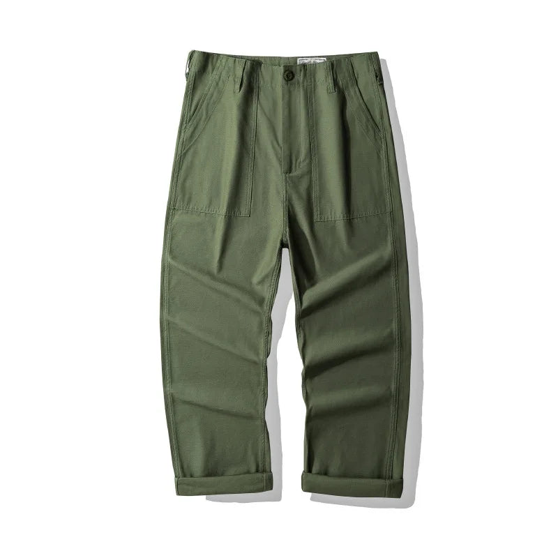 American Vintage OG-107 Trousers for Men 100% Cotton Washed Sateen Heavyweight Workwear Cargo Pants "Bread Loaf" Fatigue Pants