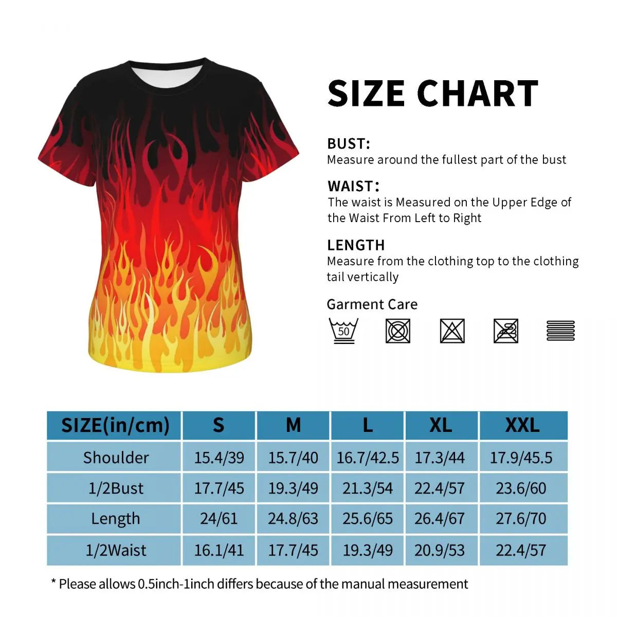 Red Hot Rod Flame On Edge Black Background T-Shirt Women Short Sleeve T Shirts Round Neck Streetwear Cotton Summer Tees