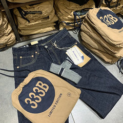 15oz Japanese Raw Blue Selvedge Denim Washed Jeans for Men Amekaji Vintage Casual Pants 100% Cotton Loose Straight-Leg Trousers