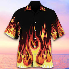 MEN's Hawaii Shirts Fire Flame 3 D Print Shirts Men Women Fashion Oversized Blouse Men's Lapel Shirt Beach Camisas Men's Clothin