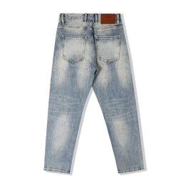 Amekaji Lightweight American Vintage Red Selvedge Distressed Washed Slim Straight Commuter Denim Jeans for Men