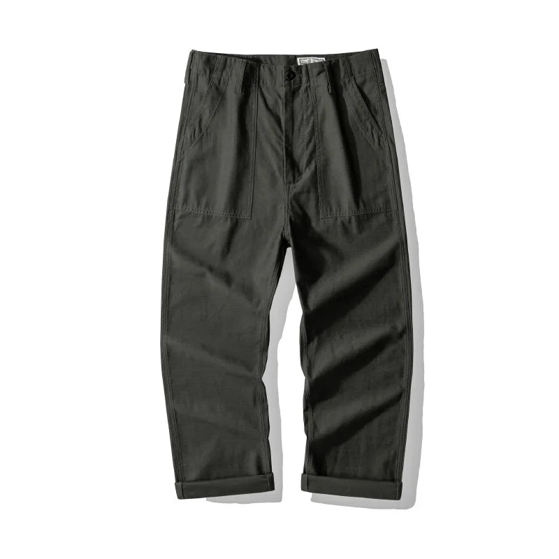 American Vintage OG-107 Trousers for Men 100% Cotton Washed Sateen Heavyweight Workwear Cargo Pants "Bread Loaf" Fatigue Pants