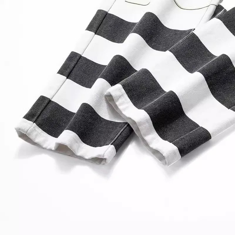 16 oz Striped Overalls i Canvas