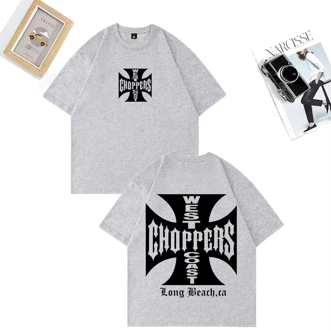 West Coast Choppers Shirt Vintage Washed Unisex Oversized Biker Streetwear Soft Cotton Short Sleeve Tee Gift Clothing Tops Hot