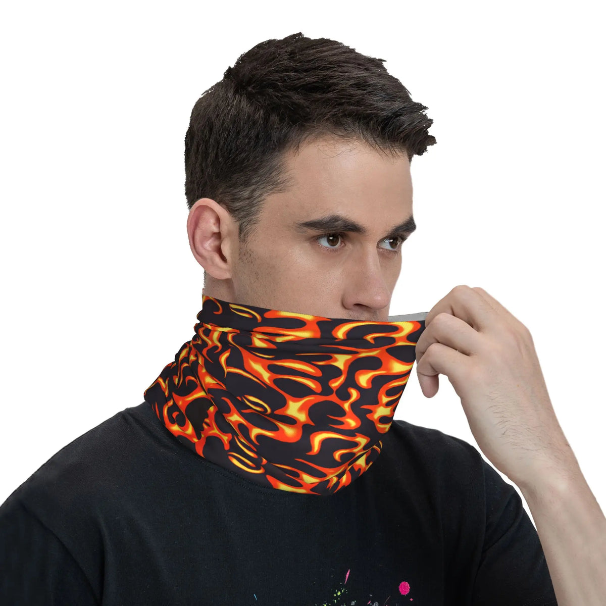 Red Flame Spandex Bandana  Fashion Balaclava Summer Riding Fishing Protection Cycling Mask Breathable Tactical Mask