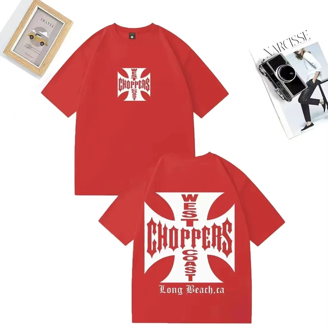 West Coast Choppers Shirt Vintage Washed Unisex Oversized Biker Streetwear Soft Cotton Short Sleeve Tee Gift Clothing Tops Hot