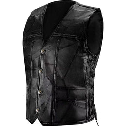 Classic motorcycle leather jacket  Men's vest  Leather patch shirt Cycling jacket  Plain leather patching
