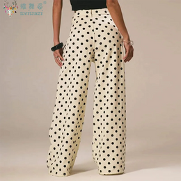New Women Fashion Polka Dot Jeans Button High Rise Cute Y2k Baggy Straight Wide Leg Boyfriend Denim Long Pants Causal Streetwear