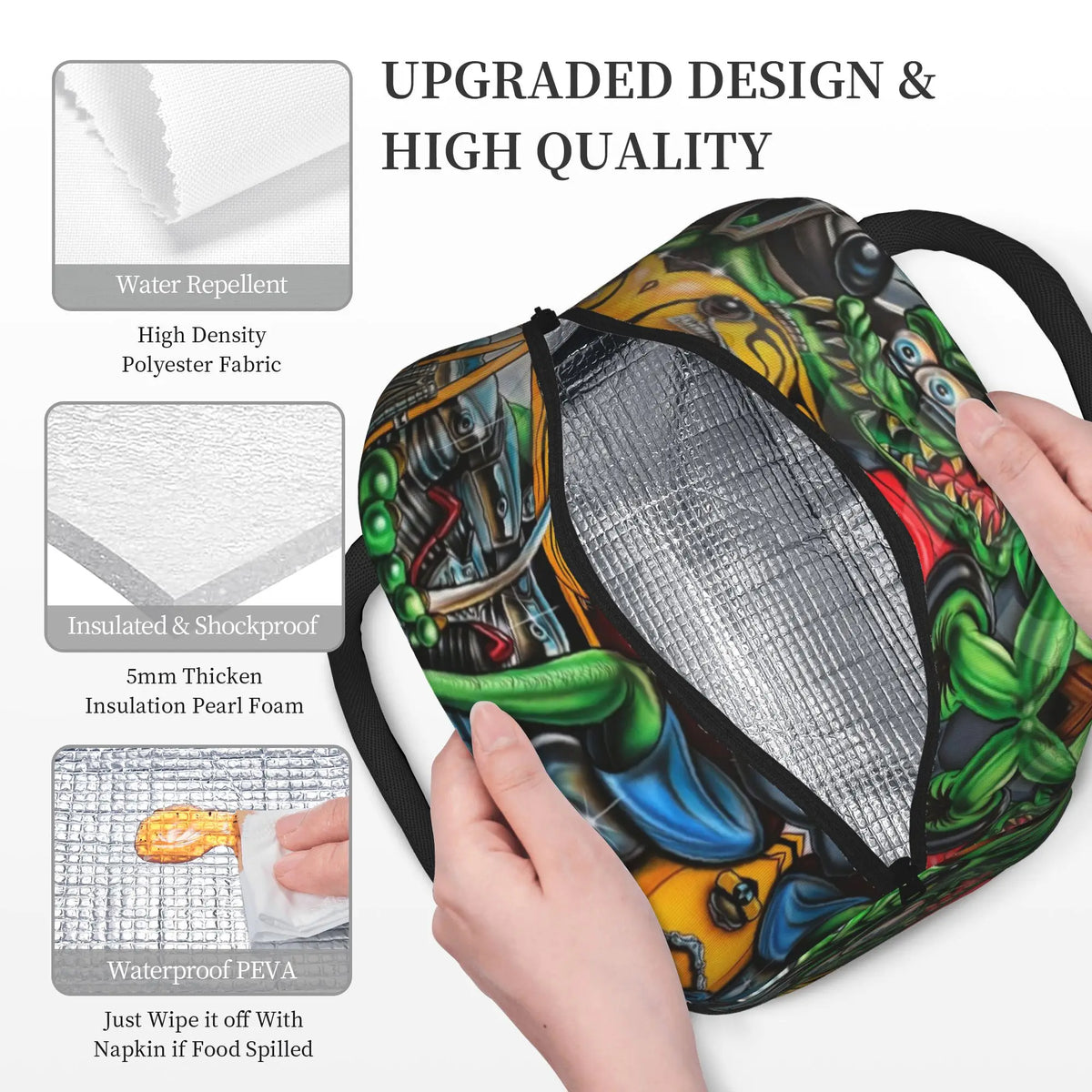Rat Fink Accessories Insulated Lunch Bag For Outdoor  Food Storage Bag Reusable Thermal Cooler Bento Box
