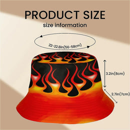 1pcs Classic Hot Rod Flame Red Orange Black Fire Pattern Unisex Printed Fisherman Hat Stylish Hat with Fun Personalty