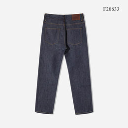 Amekaji Japanese Retro Selvedge Raw Denim Jeans for Fading 13oz 100% Cotton Printed Regular Tapered Fit Straight Pants for Men