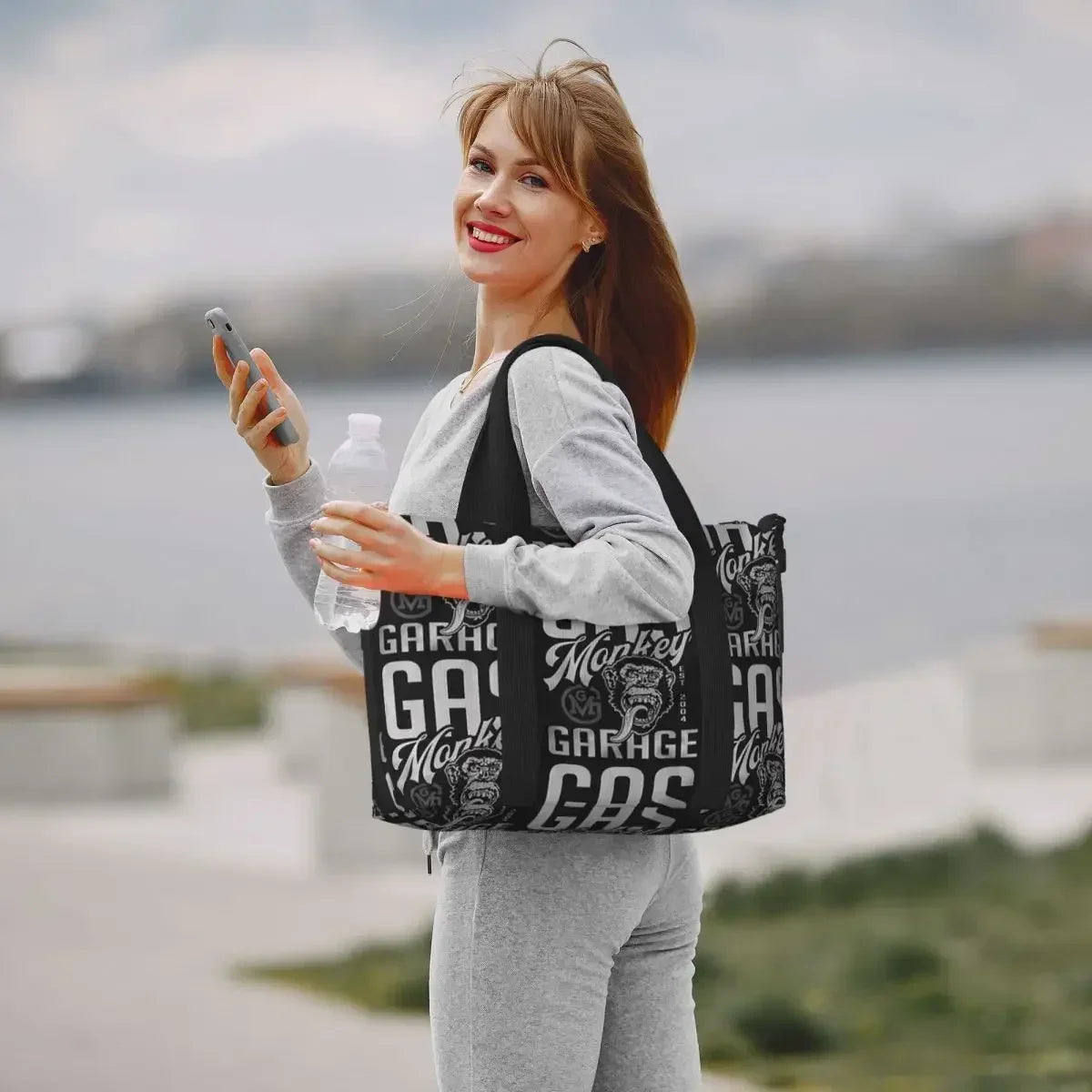 Hot Rods Motorcycles Racing Gas Monkeys Garage Beach Travel Bag  Tote Bags for Gym Sport Women Shopping Duffle Shoulder Bag