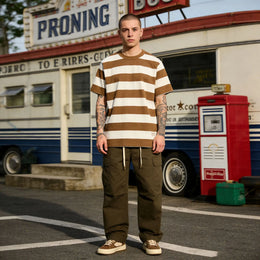 Khaki Prisoner Stripe T-shirt