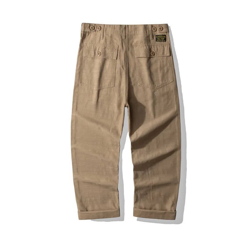 American Vintage OG-107 Trousers for Men 100% Cotton Washed Sateen Heavyweight Workwear Cargo Pants "Bread Loaf" Fatigue Pants