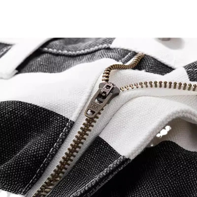 16 oz Striped Overalls i Canvas