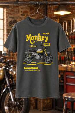 Guldfärgad vintage MC-t-shirt med handritad bikergrafik